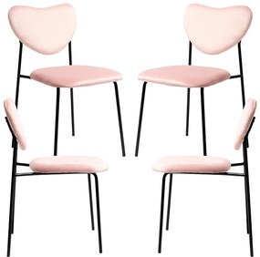 Pak 4 Cora stoelen van zwart fluweel