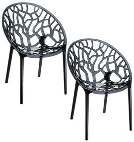 Garden Impressions Crystal tuinstoel zwart - 2 stuks