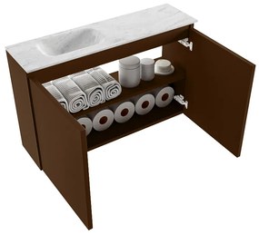 Mondiaz Ture DLux toiletmeubel 80cm rust met wastafel opalo links met kraangat