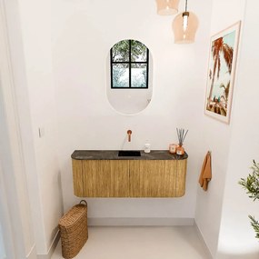 Mondiaz Joya DLux 115cm toiletmeubel ronding links/rechts oak met wastafel faye midden zonder kraangat lava