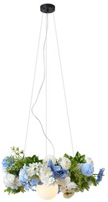 Bohemian plafondlamp zwart met gekleurde bloemen blauw en wit - Flower PowerBohemian G9 Bohemian rond Binnenverlichting Lamp