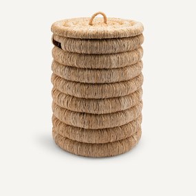 Gevlochten ronde mand met deksel, Marilo