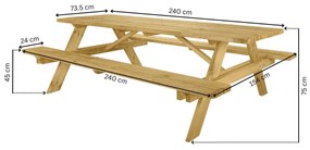 Picknicktafel Deluxe 240 x 70 cm