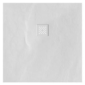 Brauer Asteroid douchevloer 90x90cm mineraalmarmer wit mat