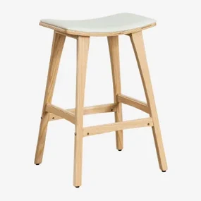 Lorete 65cm Hoge Kruk In Hout En Kunstleer Natuurlijk Hout - Sklum
