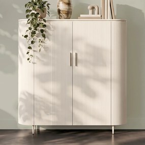 Beige Wandkast Met Ribbels 135x145 - 135x45x145cm.