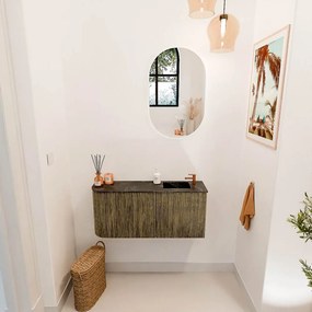 Mondiaz Joya DLux 90cm toiletmeubel ronding links dusk met wastafel faye rechts 1 kraangat lava