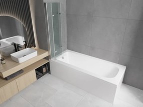 Mexen Vega rechthoekig bad van 160 x 70 cm met ombouw en 3-delige paravent 120 cm, transparant, chroom - 550116070X9012030100