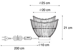 Oosterse tafellamp zwart met naturel bamboe - PuaOosters E27 rond Binnenverlichting Lamp