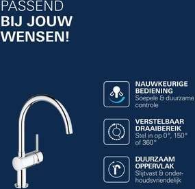 Grohe Minta keukenmengkraan met draaibare C-uitloop chroom