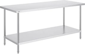VEVOR RVS-werktafel, stevige metalen werktafel met 3 verstelbare hoogtes, werkstation voor keuken, garage, restaurant, achtertuin 762 x 1829 x 864 mm