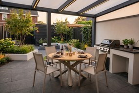 Tuinset Ronde Tuintafel 4 personen 125 cm Aluminium Zand/Beige  Lifestyle Garden Furniture Ultimate/Ancona