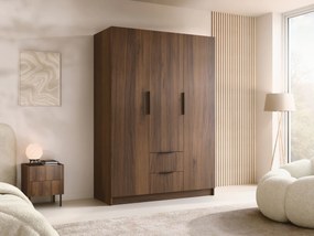 Kledingkast Closico Calvron I, Zwart, Notenhout, 216x150x60cm, 168.5 kg, Kledingkast deuren: Met scharnieren
