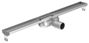 Aco ShowerDrain C douchegoot rvs z.flens z.rooster, 70mm breed, stankslot 25mm 885mm inb.diepte 65mm m.zijuitloop 2131421