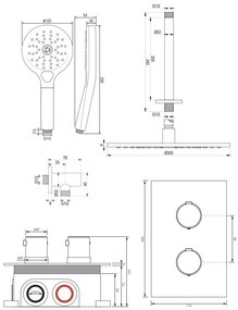 Brauer Copper Edition complete inbouw regendouche met 3 standen handdouche, plafondarm en hoofddouche 30cm set 36 koper geborsteld PVD