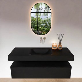 Zaro Alan badmeubel 130cm urban 1 lade met vrijhangende wastafel cloud midden zonder kraangat urban