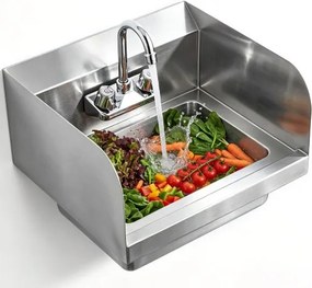 VEVOR Commerciële Handwasbak met Kraan, Kleine Handwasbak, Wandgemonteerde Handwasbak voor Restaurant, Keuken, Bar, Garage en Huis, 432 x 381 x 330 mm