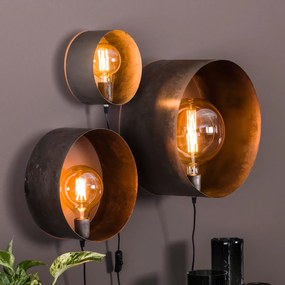 Set Van 3 Ronde Wandlampen Industrieel
