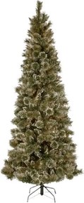 Glittery Bristle kunstkerstboom - 213 cm - groen - Diameter 65 cm - 812 tips - besneeuwd, dennenappels &amp; glitter - metalen voet