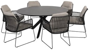 Taste by 4 Seasons Rhodos tuinset met Locarno tafel HPL blad Ø 160 cm SALE  Tuinset    antraciet weerbestendig