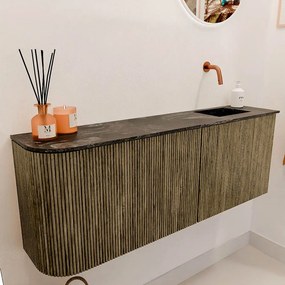Mondiaz Joya DLux 110cm toiletmeubel ronding links dusk met wastafel faye rechts zonder kraangat lava