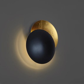 Moderne wandlamp zwart met goud 34.5cm 2-lichts - Sunrise