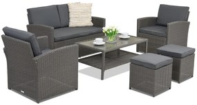 Tuinmeubelen Monaco Coffee 4 + 2 krukken Garden Point antraciet