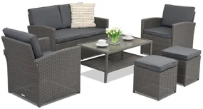 Tuinmeubelen Monaco Coffee 4 + 2 krukken Garden Point antraciet