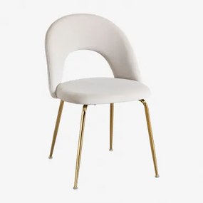 Set Van 2 Gestoffeerde Eetkamerstoelen Glorys Goud & Fluwelen Beige – Crème & Terciopelo - Sklum