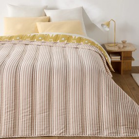 Kantha sprei, ikatprint en strepen, gewassen katoen, ASTANA