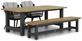 Tuinset 4 personen 200 cm Wicker/Aluminium/Aluminium/wicker Zwart Coco Azzano/San