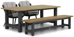 Tuinset 4 personen 200 cm Wicker/Aluminium/Aluminium/wicker Zwart Coco Azzano/San