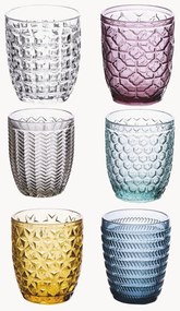 Waterglazen Geometrie met structuurpatroon, set van 6