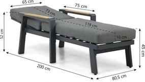 Lifestyle Garden Furniture Marseille Ligbed Verstelbaar Aluminium/teak Grijs