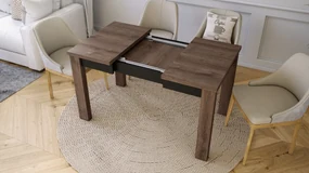FONTE Eik bruin / Zwart Mat -KLASSIEKE KEUKEN- /WOONKAMERTAFEL 85x75 UITKLAPBAAR TOT 130 cm!