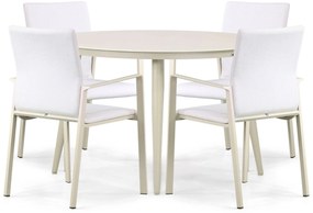 Tuinset 4 personen 120 cm Aluminium/textileen Taupe Lifestyle Garden Furniture Rome/Vienna