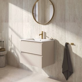 Ben Tendenza voorgemonteerd badmeubel incl. glans witte keramische wastafel 62,7x46x51,5cm zand