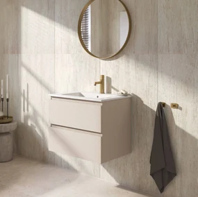 Ben Tendenza voorgemonteerd badmeubel incl. glans witte keramische wastafel 62,7x46x51,5cm zand