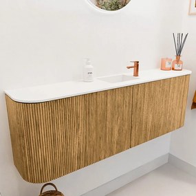 Mondiaz Joya 125cm toiletmeubel ronding links/rechts oak met wastafel faye midden 1 kraangat talc