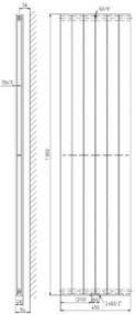 Plieger Cavallino Retto designradiator verticaal dubbel middenaansluiting 1800x450mm 1162W wit