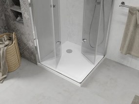 Mexen Lima Duo inklapbare douchecabine 90 x 90 cm, transparant, chroom + Flat douchebak - 856-090-090-01-02-4010