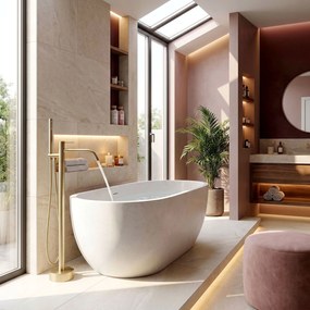 Vloeren  badmengkraan Rea Clif Brush Gold