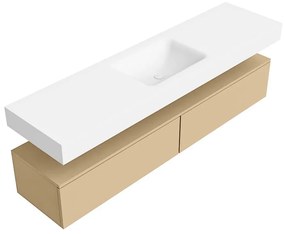 Zaro Alan badmeubel 180cm sand 2 lades met vrijhangende wastafel cloud midden zonder kraangat talc