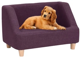 vidaXL Hondenbank 60x37x39 cm linnen bordeauxrood