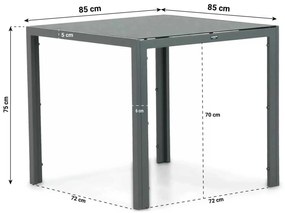 Dining Tuintafel vierkant 85 x 85 cm Aluminium Grijs Venustas