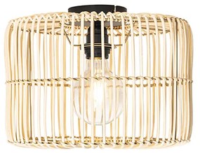 Oosterse plafondlamp zwart met rotan - Maud