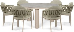 Tuinset Ronde Tuintafel 6 personen Rope Zand/Beige 4 Seasons Outdoor Calma/Arancia