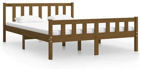 vidaXL Bedframe massief hout honingbruin 135x190 cm 4FT6 Double