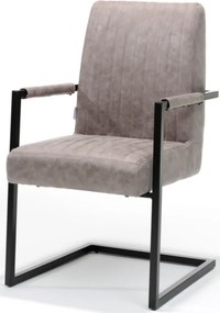 Eetkamerstoel - Sanne - Lederlook Soft Pebble - Met armleuning