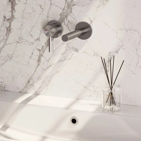 Brauer Stripe inbouw wastafelkraan ColdStart met rechte uitloop en rozetten model A2 RVS geborsteld PVD